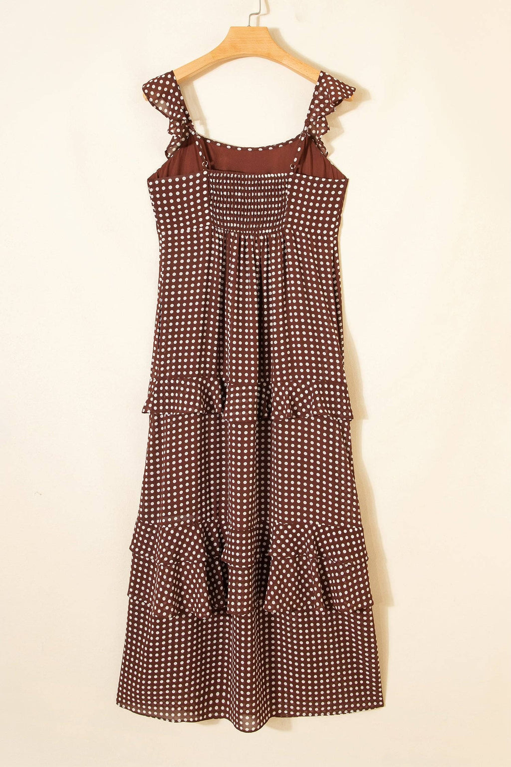 Polka Dot Backless Ruffle Maxi Dress